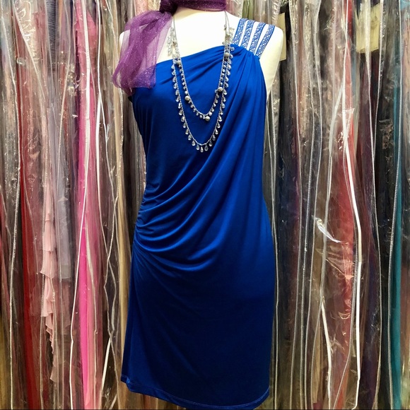 One-shoulder Royal Blue Dress - Picture 1 of 3